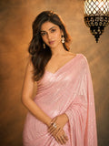 Rhea Inspired Baby Pink Full Sequins Saree