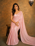 Rhea Inspired Baby Pink Full Sequins Saree