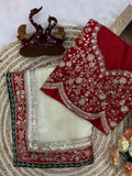 Bollywood Inspired Off-White Space Silk Saree with Delicate Embroidery