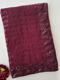 Bollywood Inspired Wine Saree with Lace Border & Heavy Sequin Embroidered Blouse