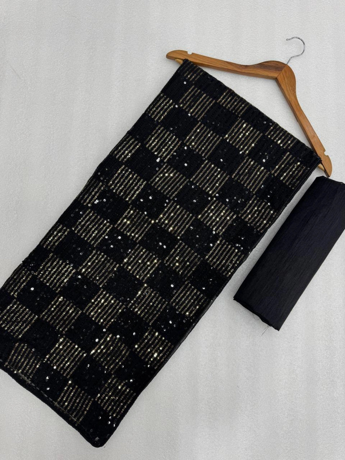 Sanya Inspired Heavy Faux Georgette Full Sequins Black Saree-70598761218129