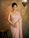 Alia Inspired Georgette Pink Saree Full Sequins Embroidery with Cutwork Lace