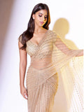 Suhana Inspired Sequins Designer Full Net Gold Saree