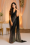 Aditi Inspired Heavy Sequins Work Black & Gold Saree
