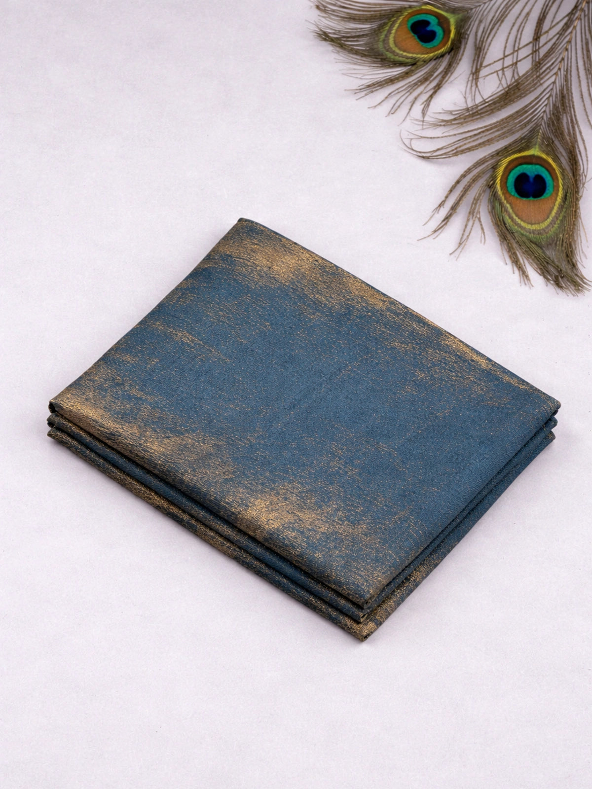 Bollywood Inspired Blue Copper Metallic Plain Jimmy Choo Saree