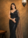 Pragya Inspired Black and Gold Sequin Saree