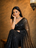 Pragya Inspired Black and Gold Sequin Saree