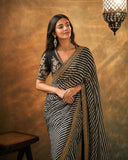 Bollywood Inspired Soft Georgette Leriya Black Saree with Embroidery