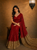 Shreya Inspired Red and Gold Sequin Saree