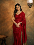 Shreya Inspired Red and Gold Sequin Saree
