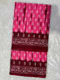 Soft Cotton Ikat Pattern Saree in Pink and Maroon with White Print-2  Celebrity Drapes