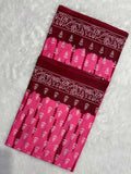Soft Cotton Ikat Pattern Saree in Pink and Maroon with White Print-4  Celebrity Drapes