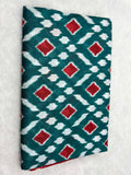 Soft Cotton Ikat Pattern Saree – Red, Teal Green-2  Celebrity Drapes
