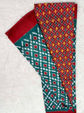Soft Cotton Ikat Pattern Saree – Red, Teal Green-1  Celebrity Drapes