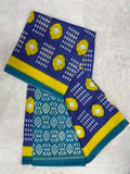 Soft Cotton Ikat Saree in Blue, Teal Green, and Yellow with White Print-1  Celebrity Drapes