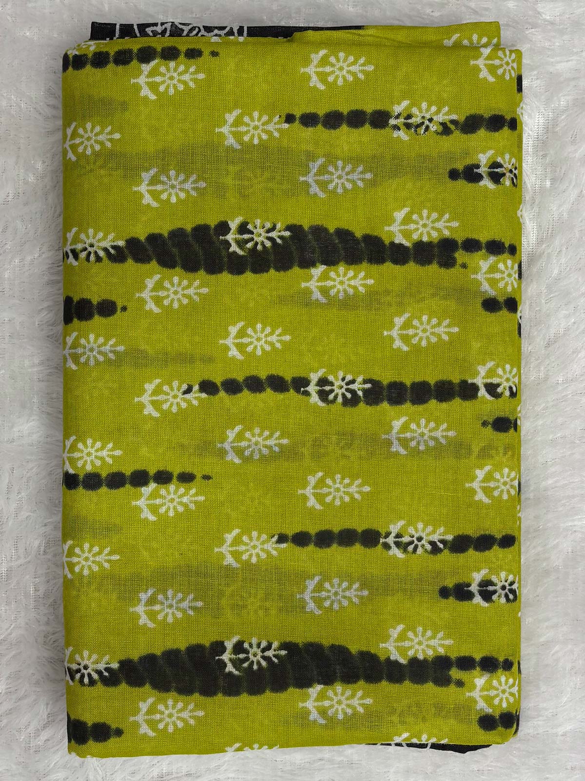 Soft Cotton Ikat Pattern Saree in Mustard Yellow and Black with White Print-2  Celebrity Drapes