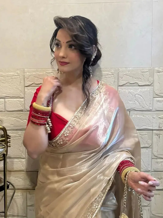 Bollywood Inspired Soft Jimmy Choo Saree with Katdana & Sequin Work-71911972438097