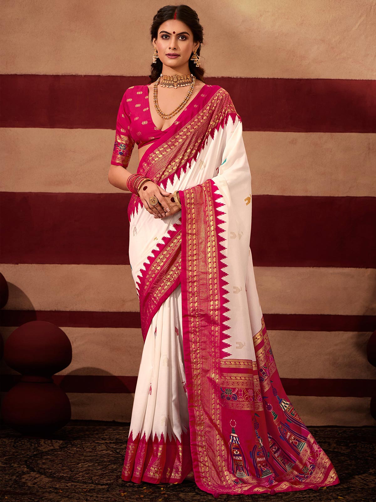Temple Silk Traditional Designer Saree | Perfect for Festive Wear and Durga Puja Celebrations | Available in 6 Colours-6  Celebrity Drapes