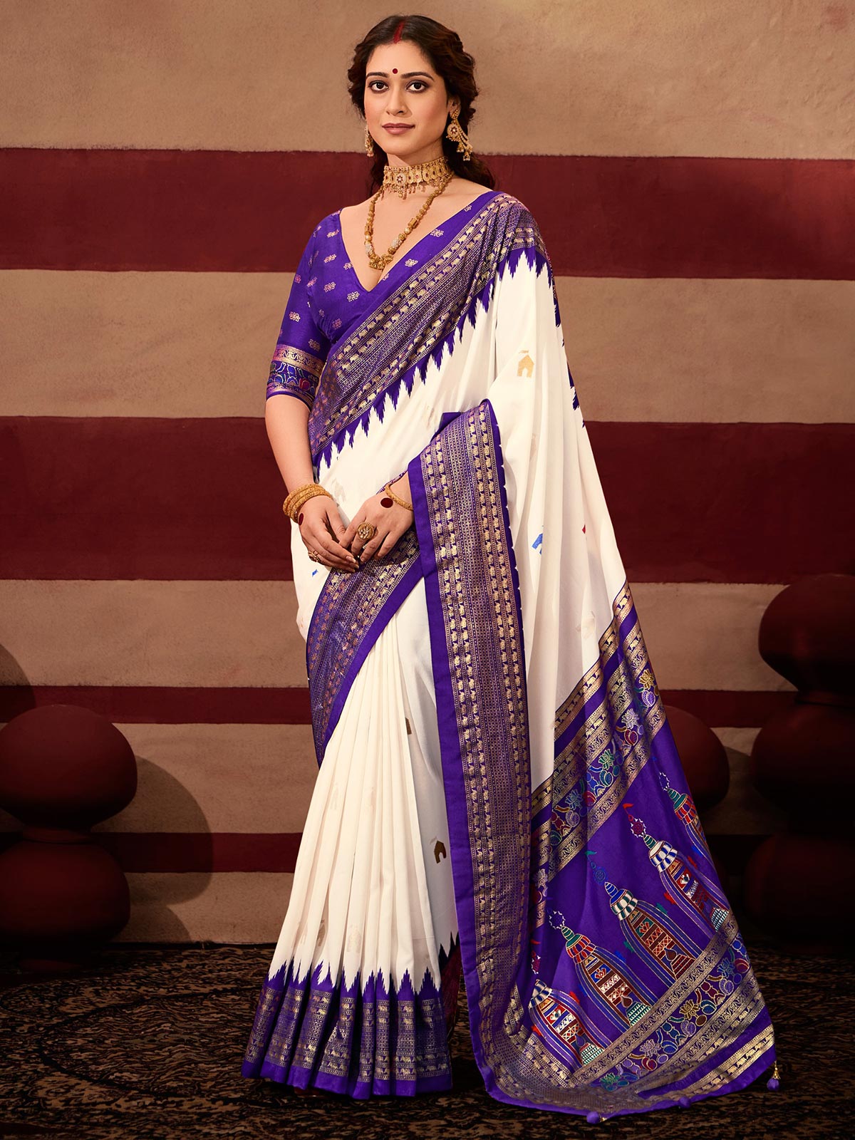 Temple Silk Traditional Designer Saree | Perfect for Festive Wear and Durga Puja Celebrations | Available in 6 Colours-2  Celebrity Drapes
