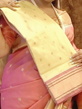 Madhuri Inspired Saree with Gold Butti and Contrast Border - Cream Color-1  Celebrity Drapes