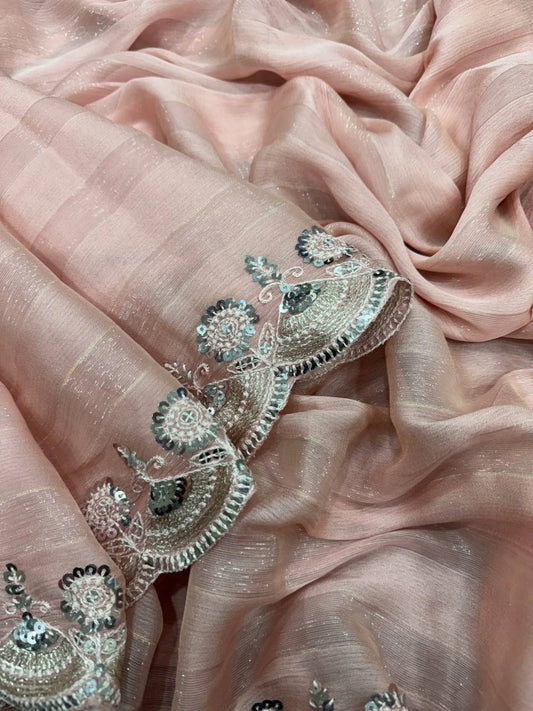 Sara Inspired Pastel Pink Sequin Saree