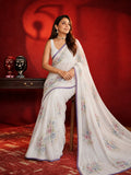 Alia Inspired White Georgette Saree with Floral Digital Print