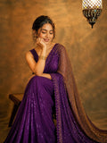Shreya Inspired Wine and Gold Sequin Saree