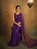 Shreya Inspired Wine and Gold Sequin Saree