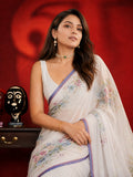 Alia Inspired White Georgette Saree with Floral Digital Print