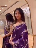 Bollywood-Inspired Purple Saree with Rich Gold Work