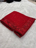 Bollywood Inspired Heavy Georgette Sequins Embroidery Red Saree-3  Celebrity Drapes
