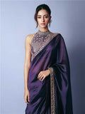 Ananya Inspired Purple Saree with Thread & Sequin Embroidery-1  Celebrity Drapes
