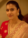 Kajol Inspired Red and Golden Designer Festive Saree