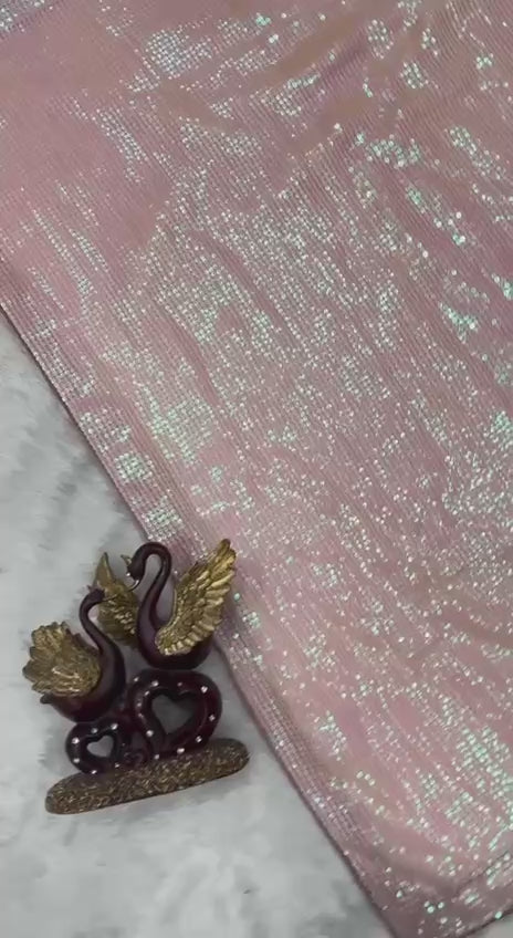 Rhea Inspired Baby Pink Full Sequins Saree