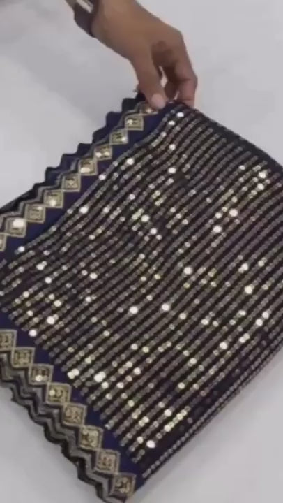 Shreya Inspired Blue and Gold Sequin Saree