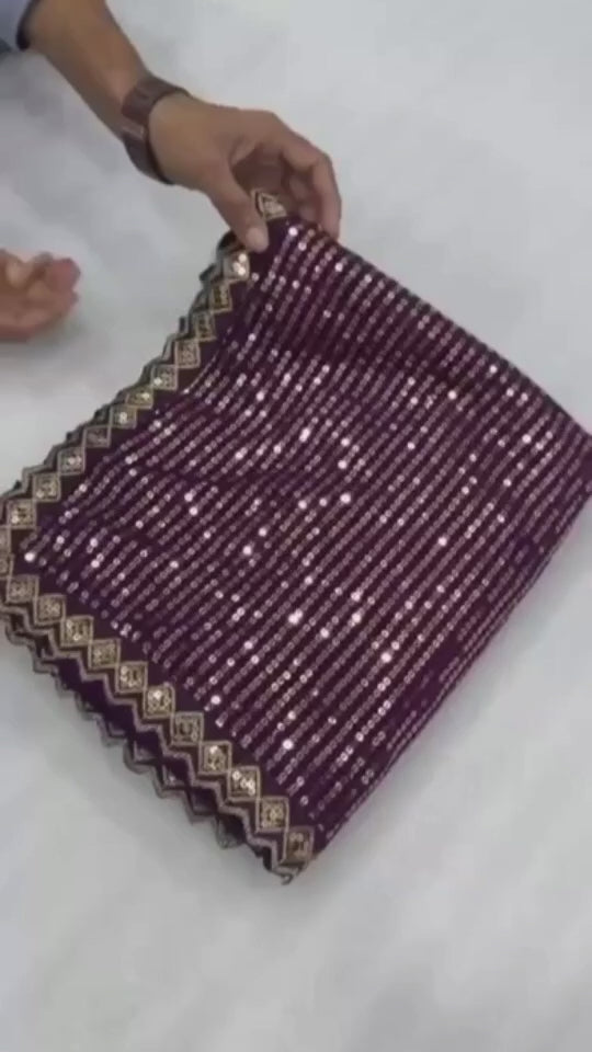 Shreya Inspired Wine and Gold Sequin Saree