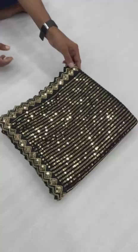Shreya Inspired Black and Gold Sequin Saree