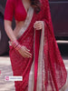 Nia Inspired Red Sequins Saree With Red Embroidered Blouse