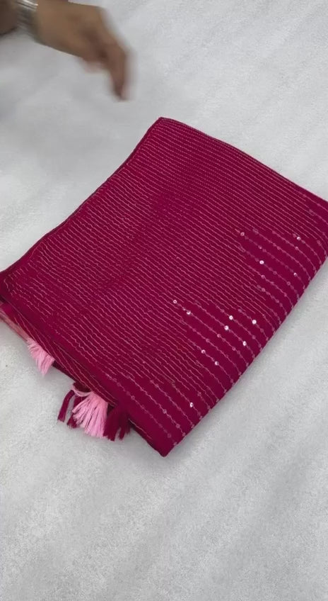 Bollywood Inspired Heavy Zari Pink Saree with Dual Colour Piping