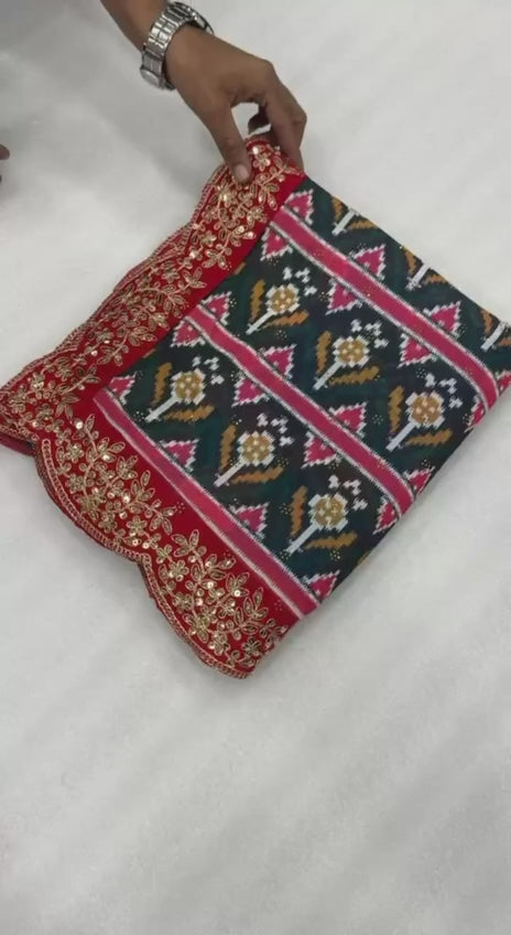 Shilpa Inspired Digital Patola Sequins Saree