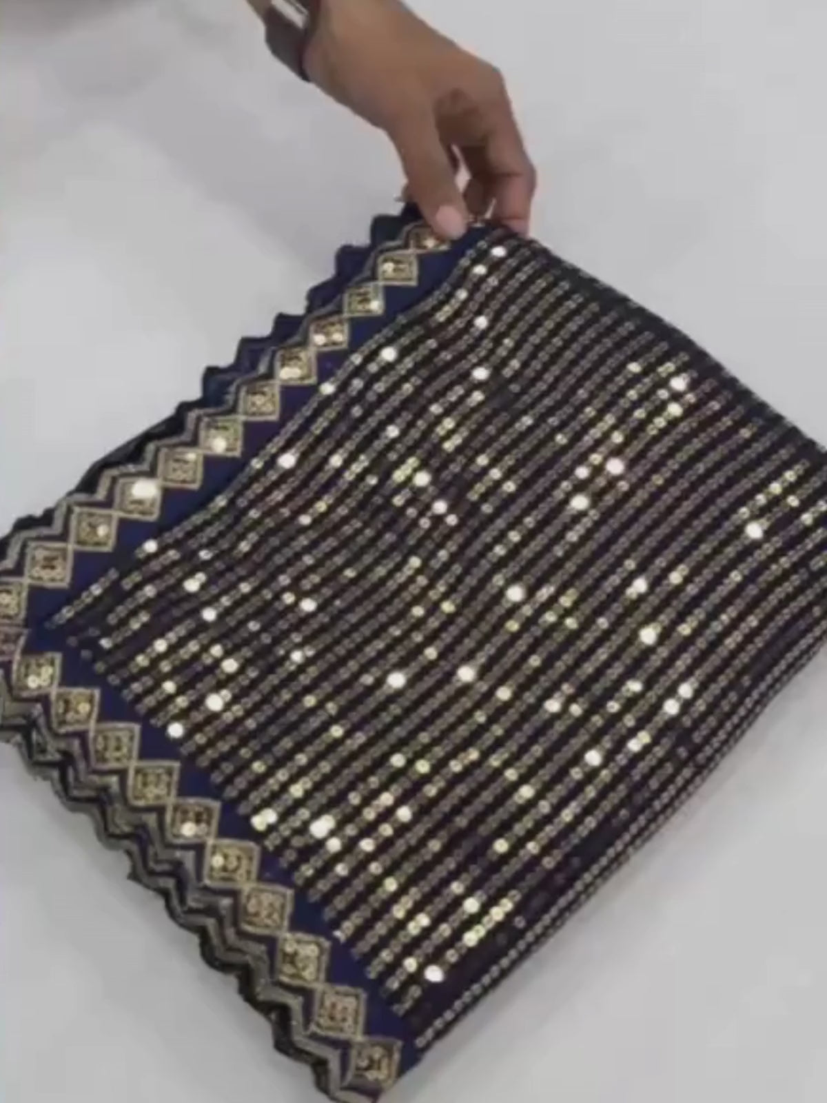 Shreya Inspired Blue and Gold Sequin Saree
