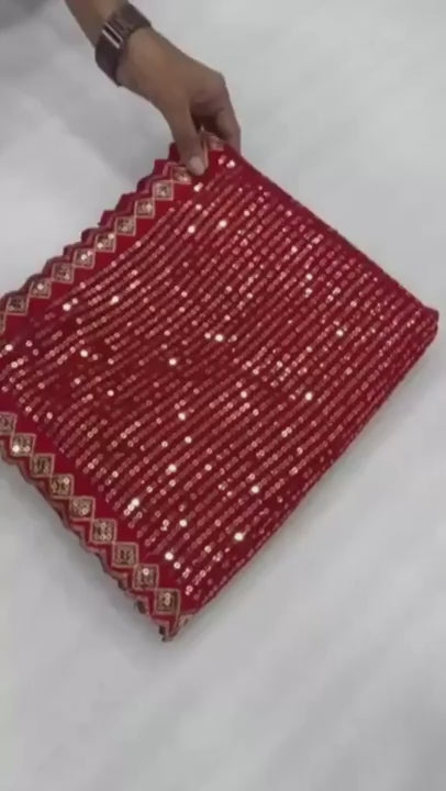 Shreya Inspired Red and Gold Sequin Saree