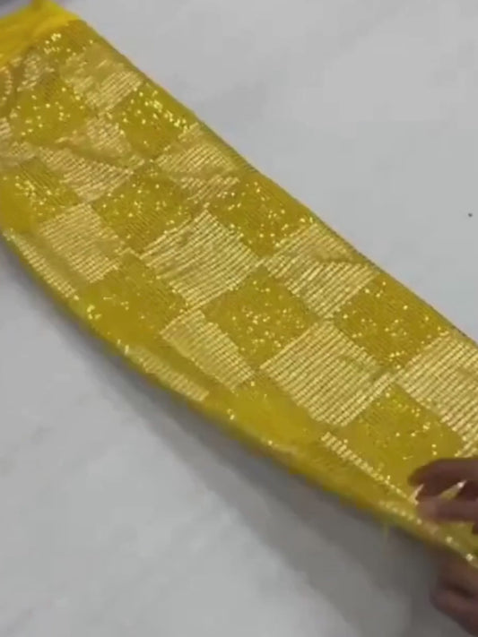 Bollywood Inspired Heavy Georgette Sequins Yellow Saree