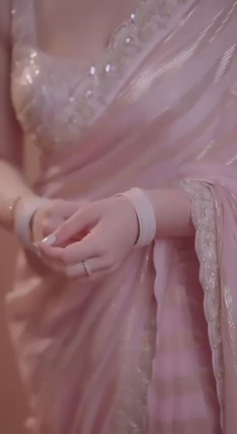 Sara Inspired Pastel Pink Sequin Saree