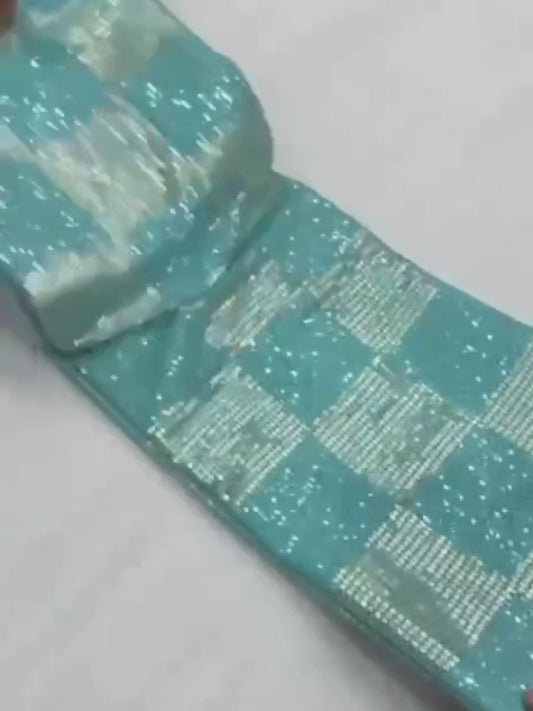 Bollywood Inspired Heavy Georgette Sequins Sky Blue Saree