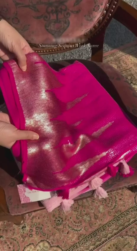 Bollywood Inspired Heavy Zari Pink Saree with Dual Colour Piping