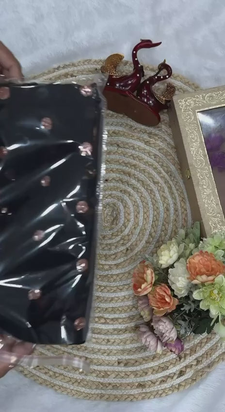 Bollywood Inspired Soft Georgette Black and Copper Gold Saree with Beautiful Sequins Work