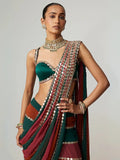 Shilpa Inspired Multi-Colored Georgette Mirror Embroidered Saree