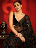 Sanya Inspired Heavy Faux Georgette Full Sequins Black Saree