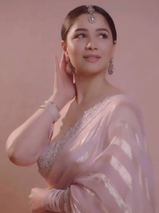 Sara Inspired Pastel Pink Sequin Saree
